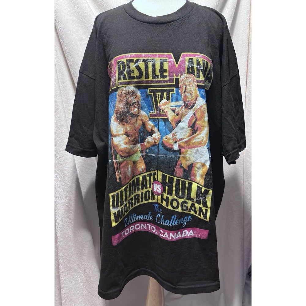 WWE Wrestlemania Hulk Hogan Vs Ultimate Warrior Toronto Canada Mens T-shirt 4XL